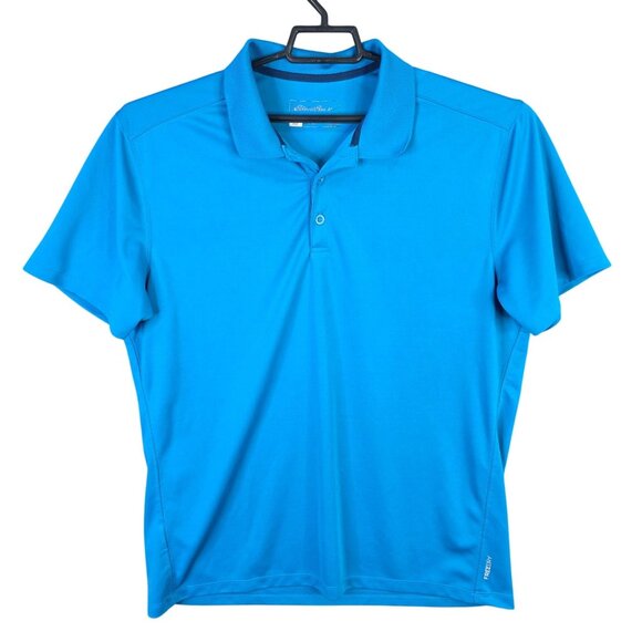 Womens Eddie Bauer Free Dry Blue Polo Shirt Short Sleeve 100% Polyester Size L - Picture 1 of 8